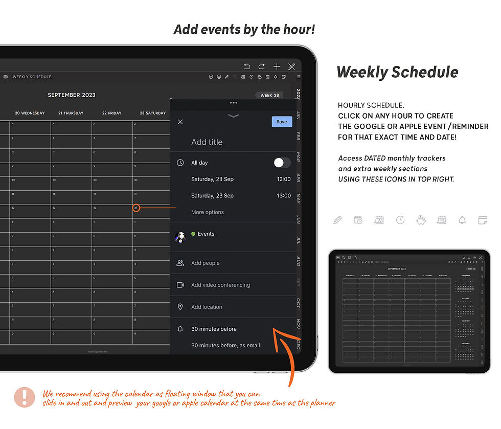 Thumbnail: 2026 Dark Mode LIWO Digital Planner with links to Apple and Google Calendar