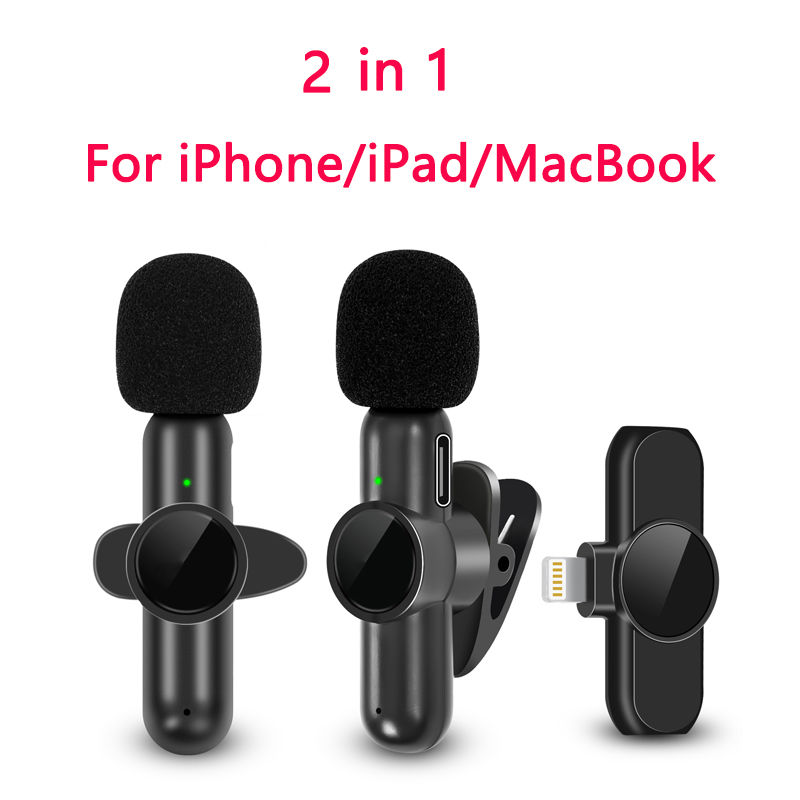 Thumbnail: K61 Wireless Lavalier Microphone Audio Video Recording Mini Mic For iPhone iPad 