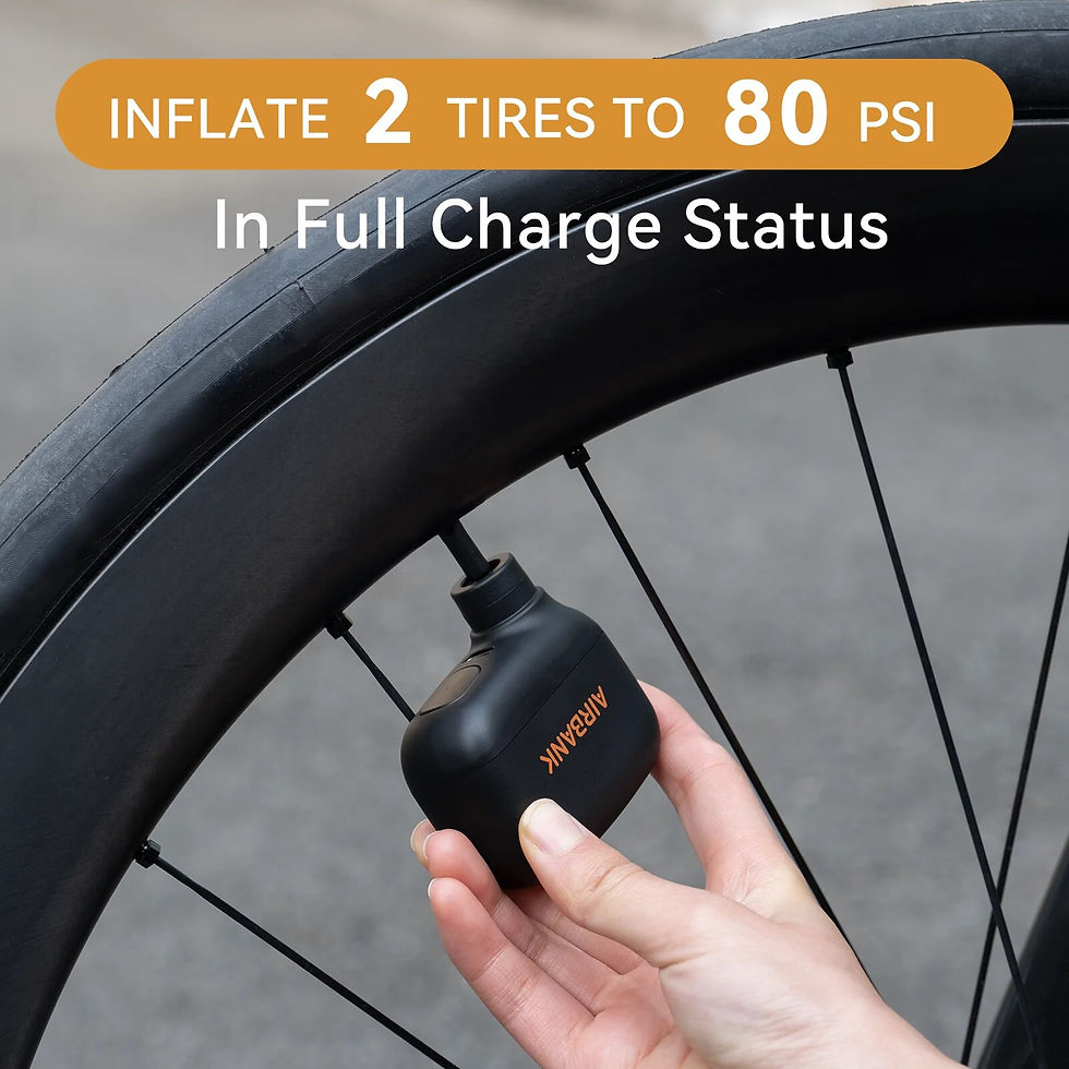 Thumbnail: AIRBANK AS100 Mini Portable Bicycle Pump Rechargeable Air Inflator 100PSI Type-C
