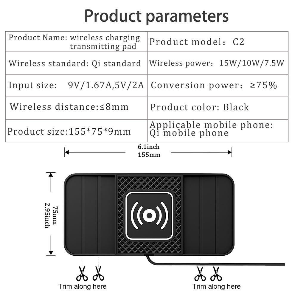 Thumbnail: 15W Fast Wireless Charging Pad , Non-Slip Rubber Mat for Car Storage, Lightweigh