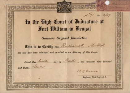 Mullick & Co. Advocates Certificate of Incorporation