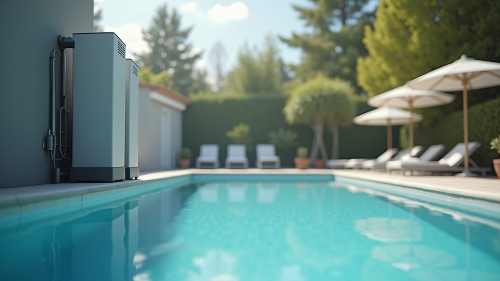 Vue rapprochée d'un système de filtration moderne installé à côté d'une piscine