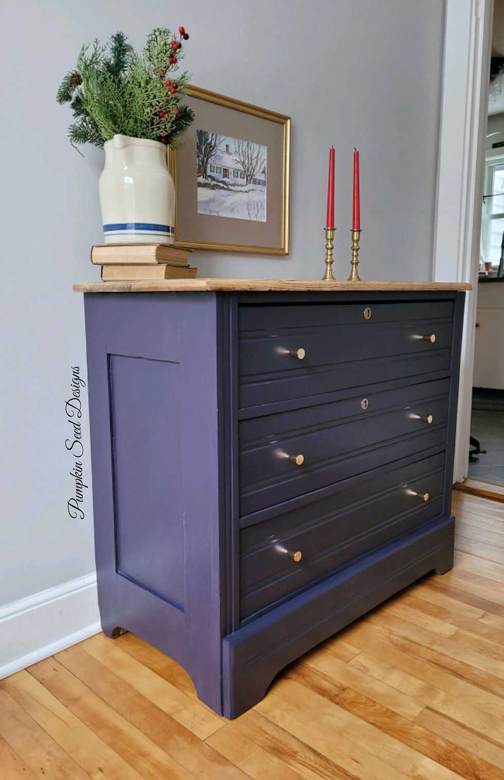 Thumbnail: Aubergine 3-Drawer Oak Dresser
