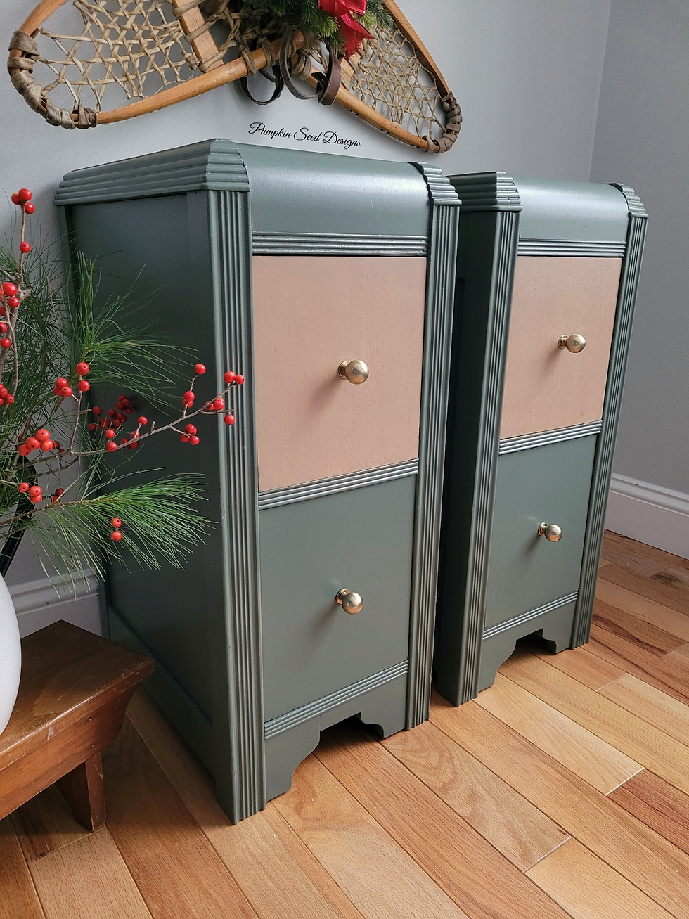 Thumbnail: Shade Green Art Deco Nightstands 