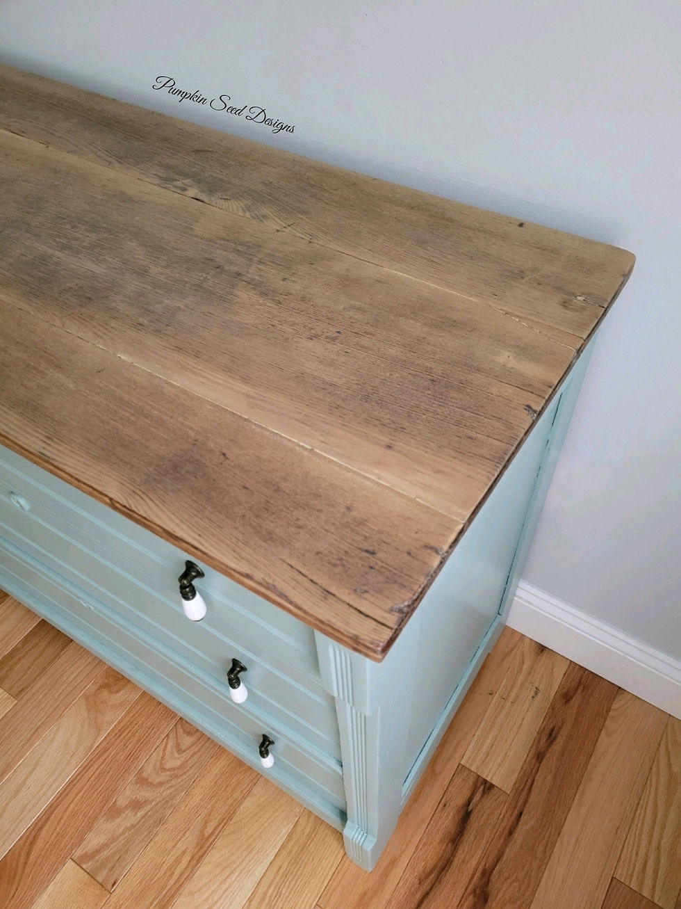 Thumbnail: French Eggshell 3-Drawer Oak Dresser