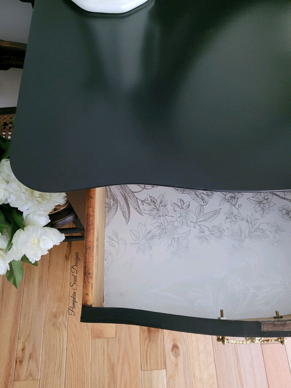 Thumbnail: 4-Drawer Black Serpentine Dresser 