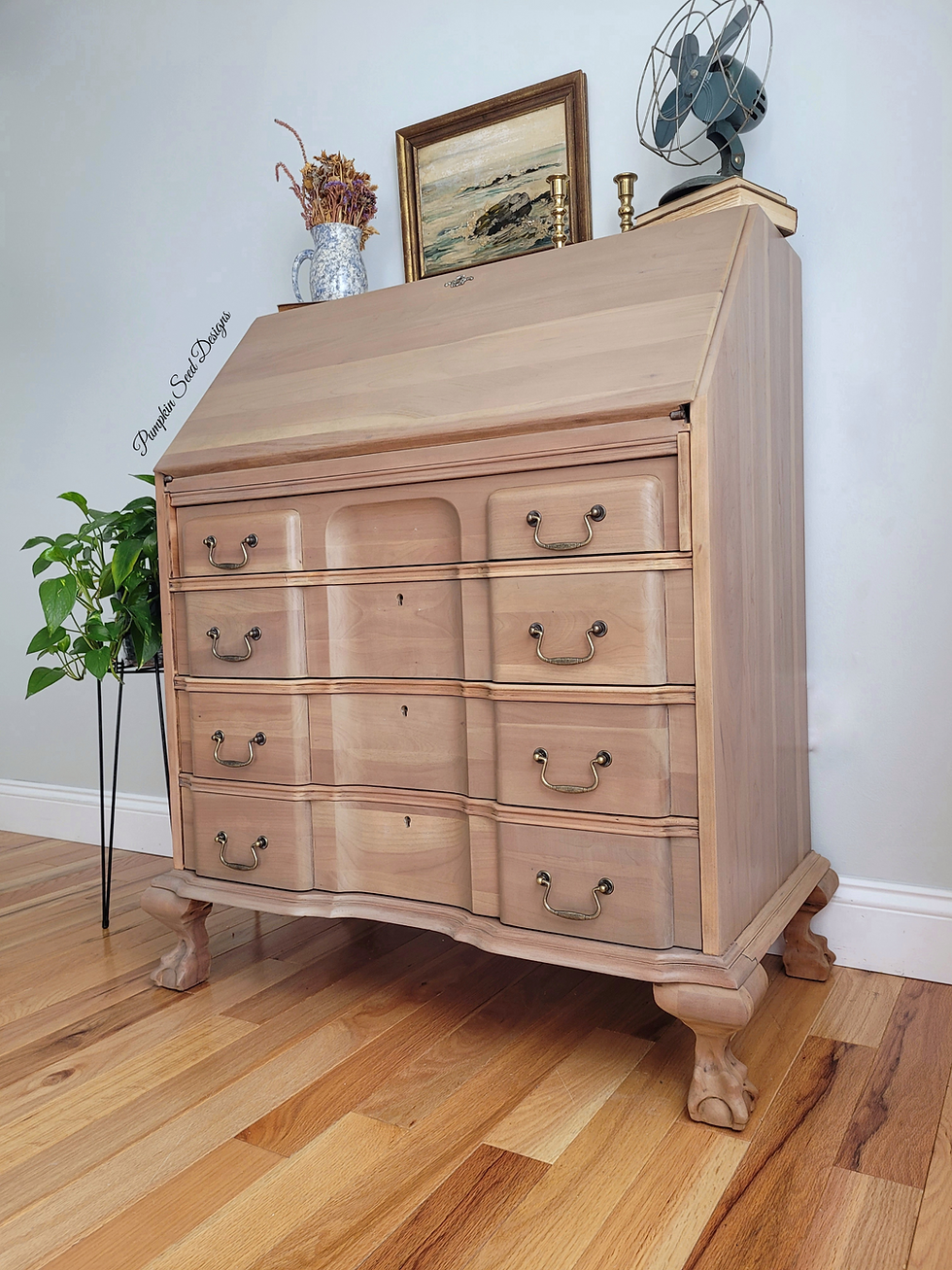 Thumbnail: Solid Cherry Clawfoot Secretary Desk 