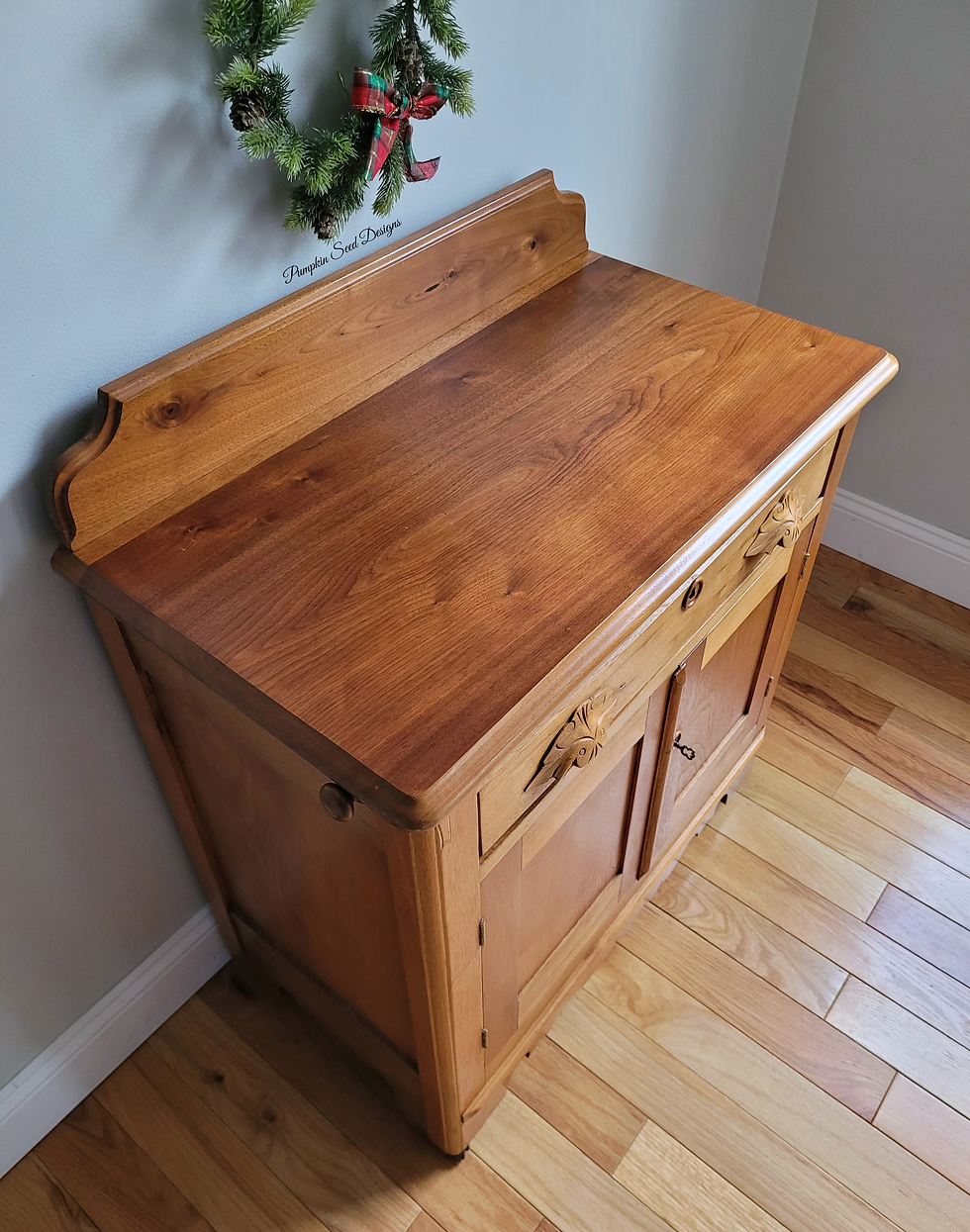 Thumbnail: Antique Walnut Washstand Cabinet 