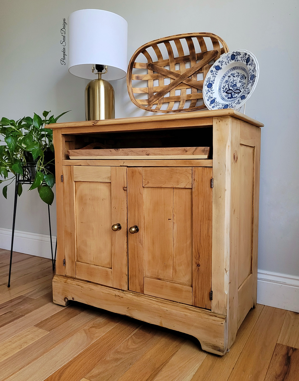 Thumbnail: Antique Natural Pine Washstand Cabinet