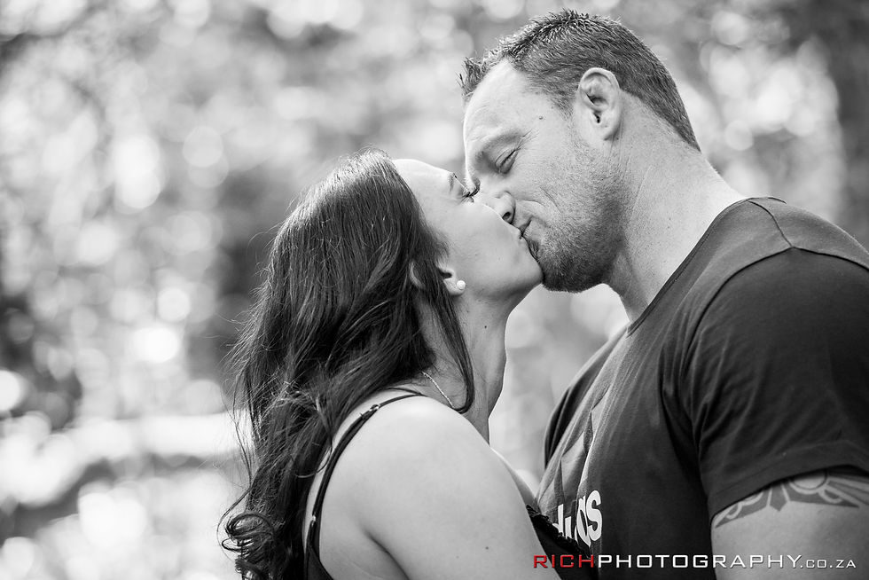 Black and white engagement photo