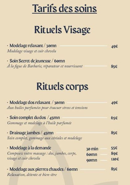 tarifs soins