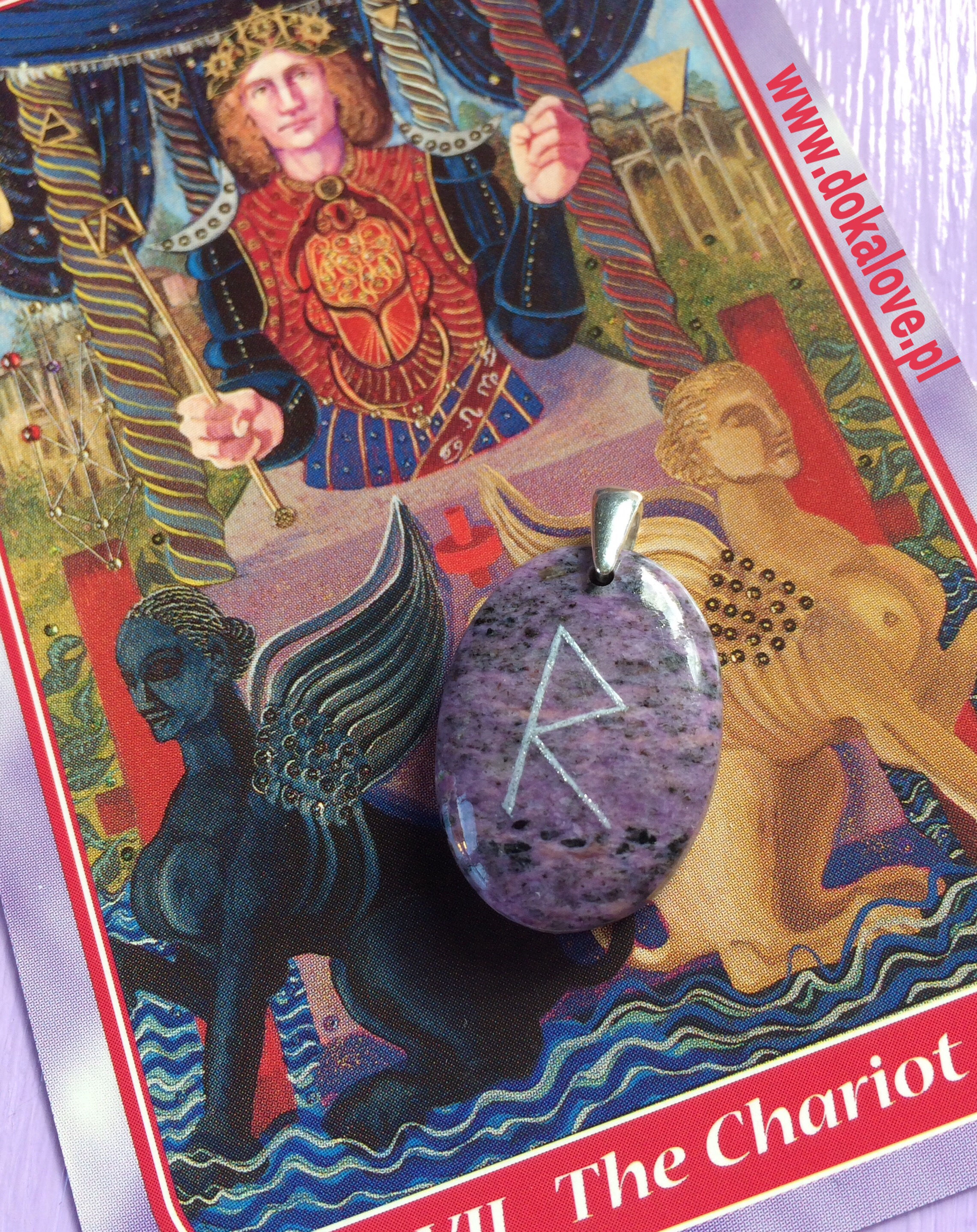 Bransoletka - amulet z agatu czarnego i srebra, z Algiz