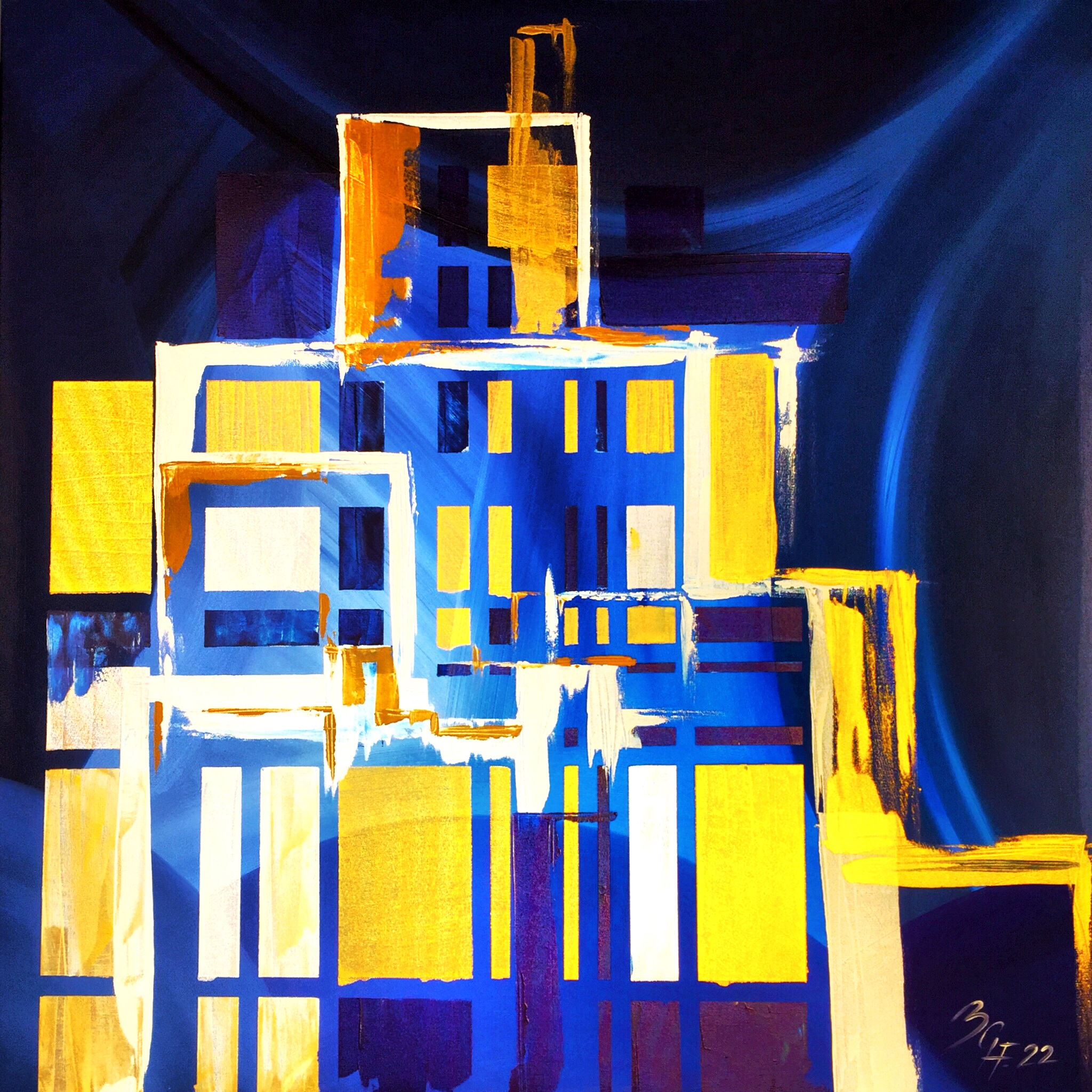 Öl-Acrylgemälde " Yttrium 21 " 100 x 100