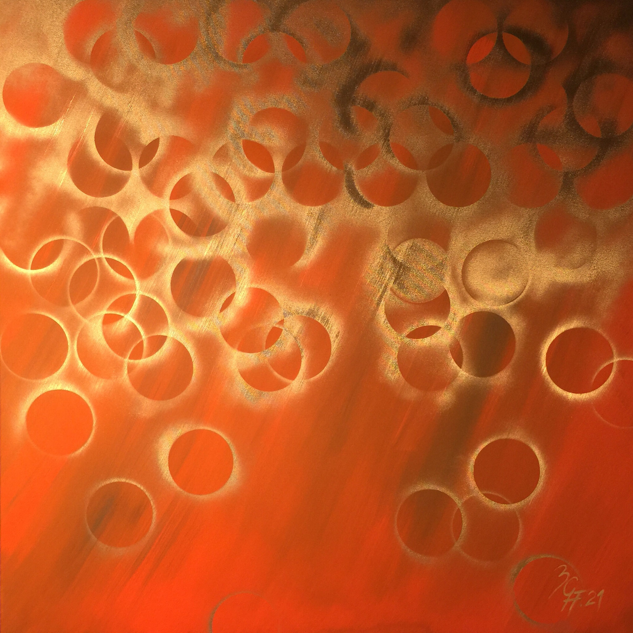 Ölgemälde " bubble affair  " 100 x 100
