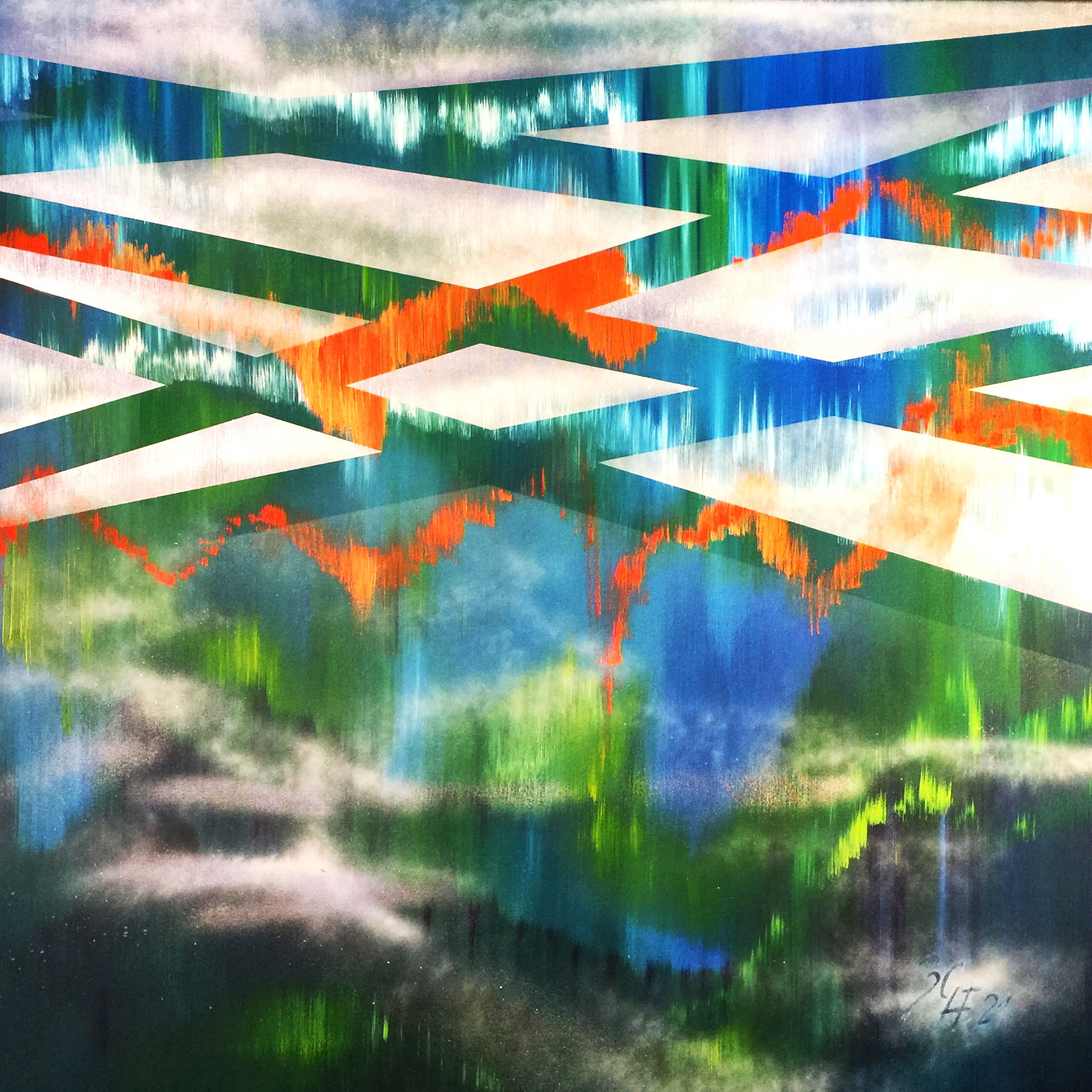 Ölgemälde " free above the clouds " 100 x 100