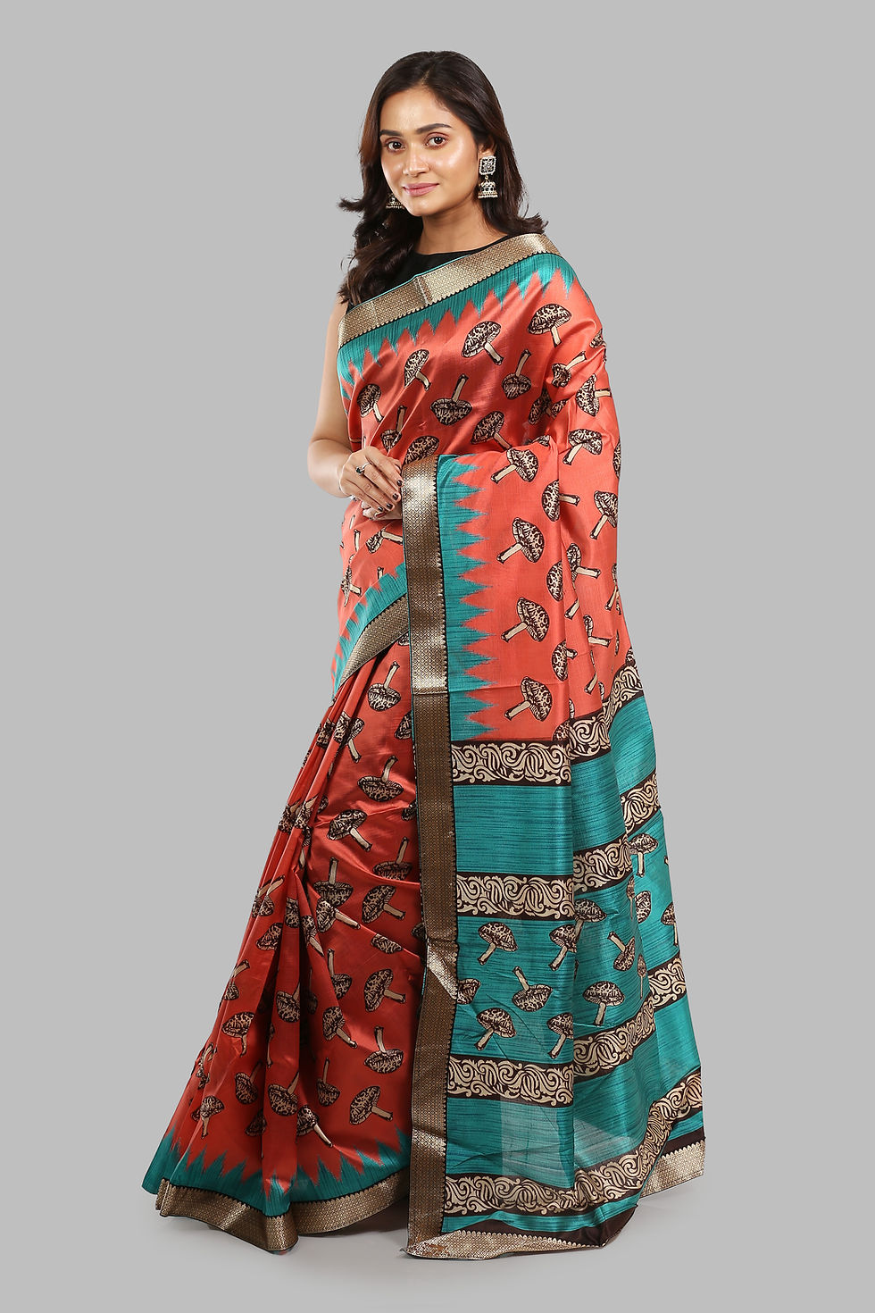 Thumbnail: Cultured Burgeon Raw Silk Saree