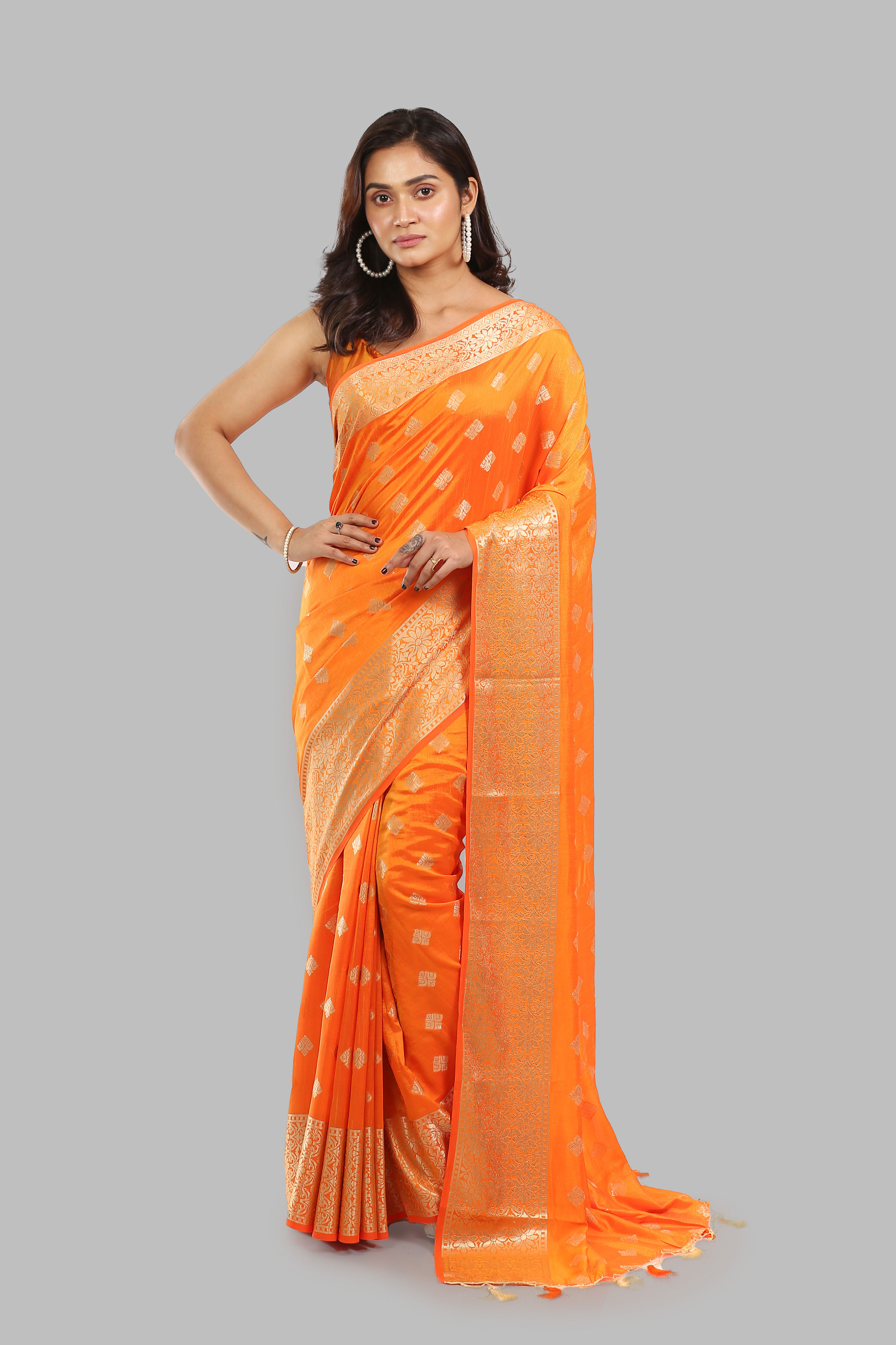Enchanting Apricot Dupian Silk Saree