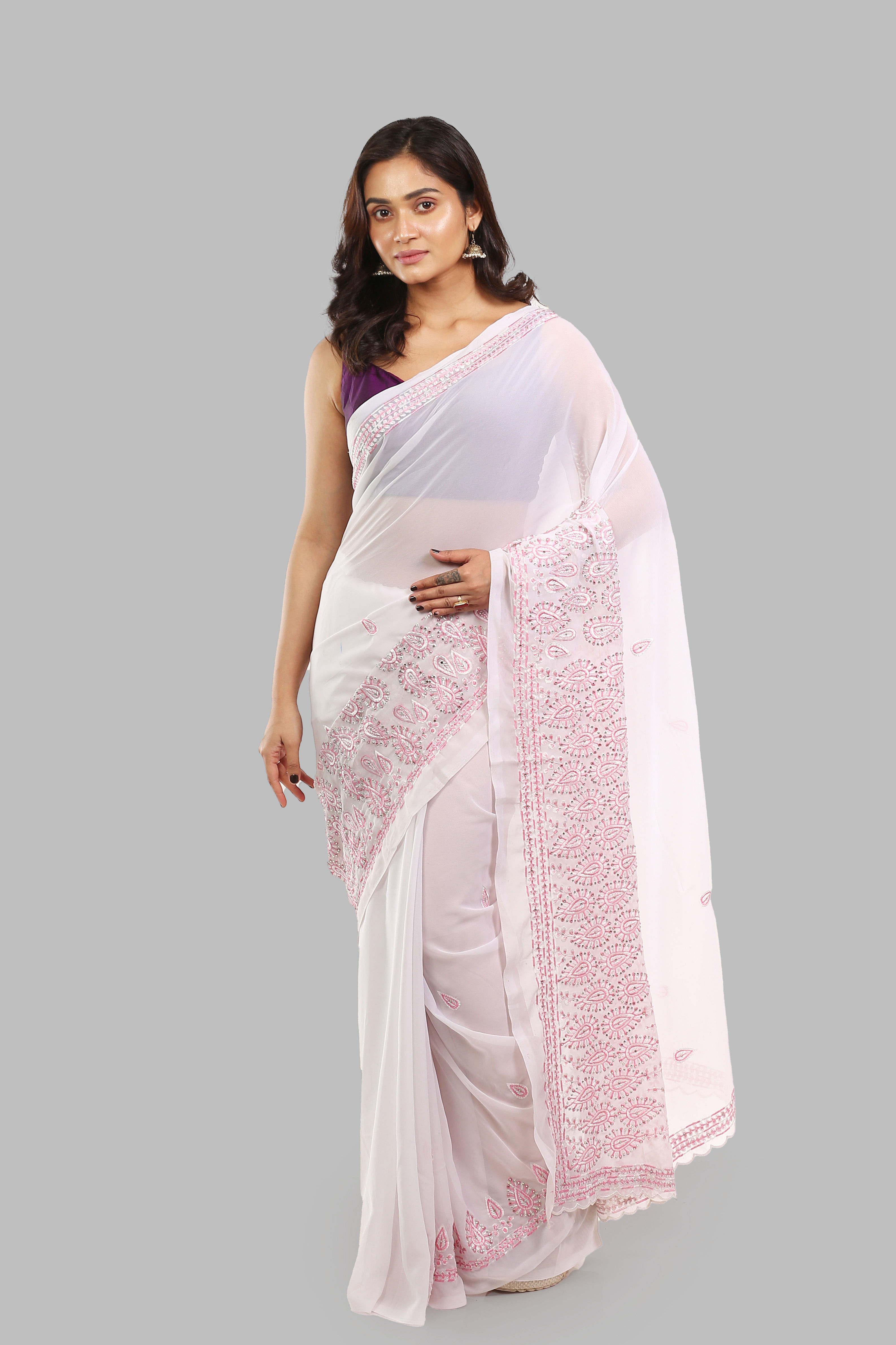 Whispering Doughy Georgette Blend Saree