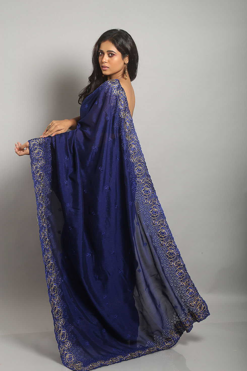 Thumbnail: Adorned Azure Party Saree