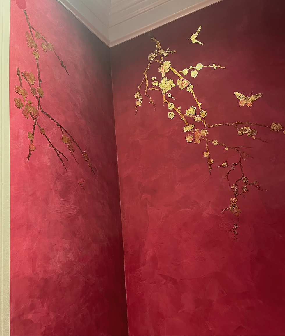 Red Venetian Plaster poser room walls.