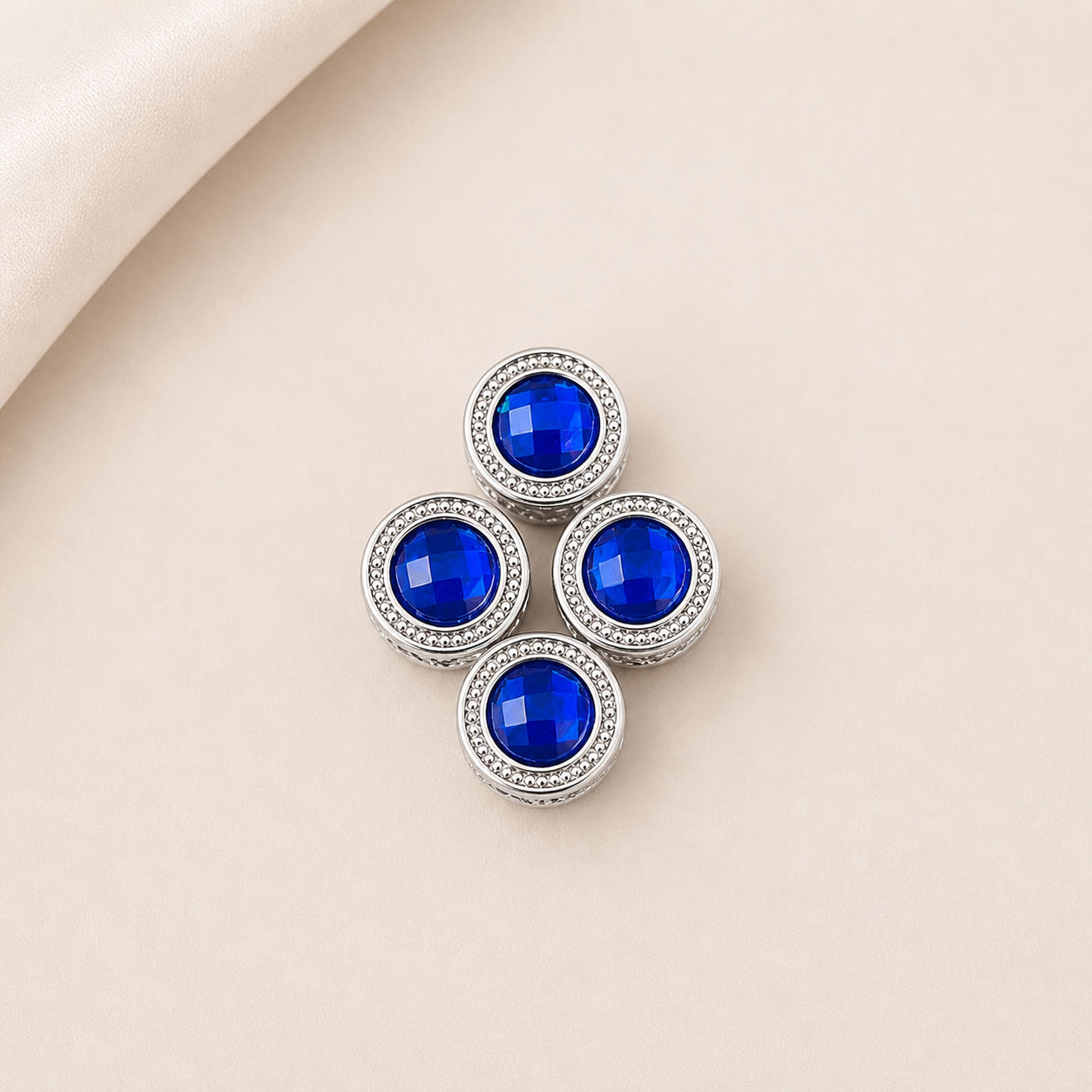 Blue Round double sided rhinestone spacers *4 per purchase*