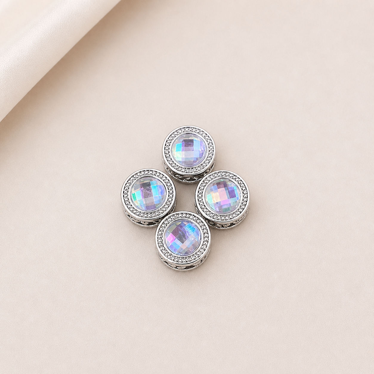 Clear AB Round double sided rhinestone spacers *4 per purchase*