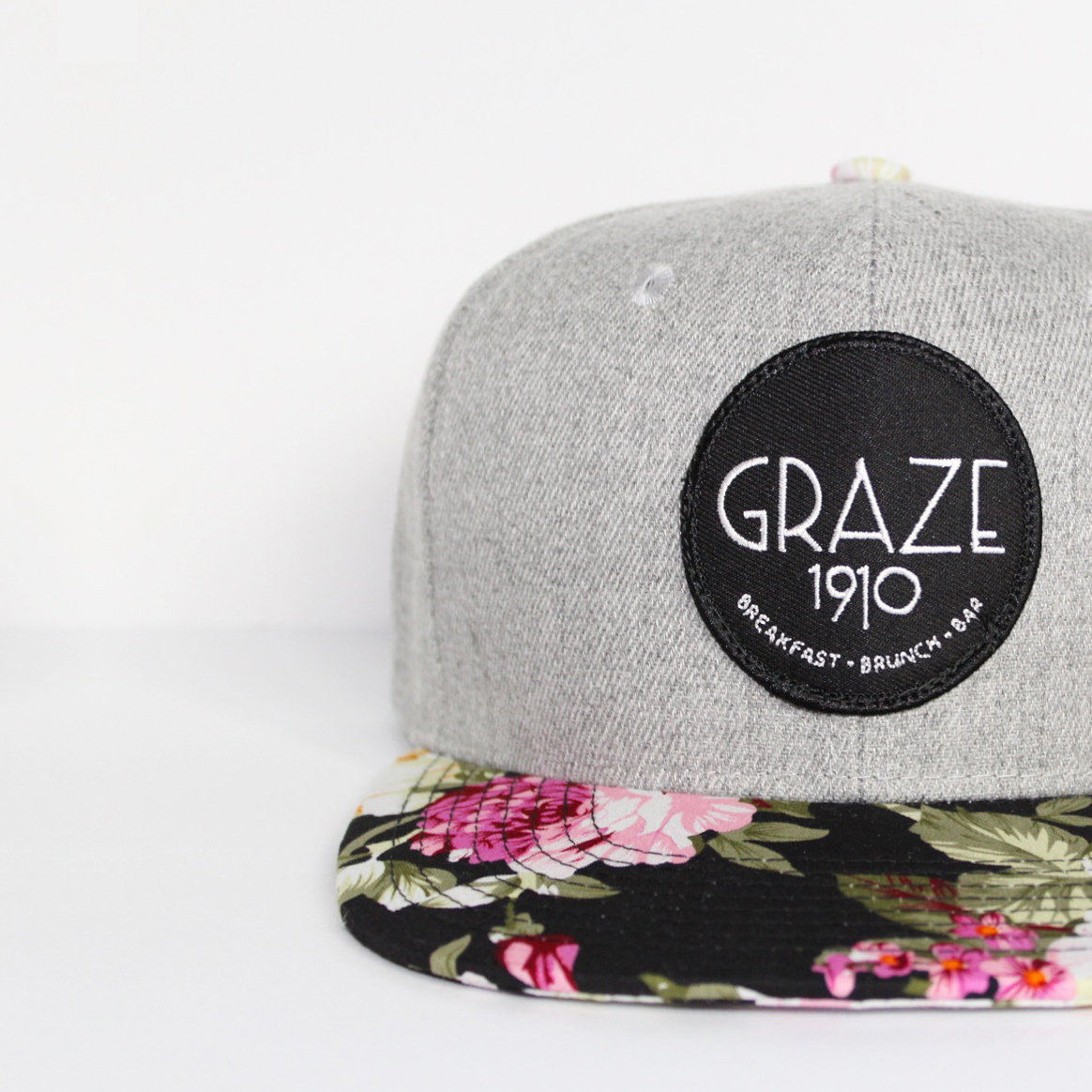 Graze 1910 Grey Floral Snapback Hat | graze1910