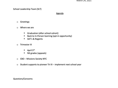 School Leadership Team Meeting