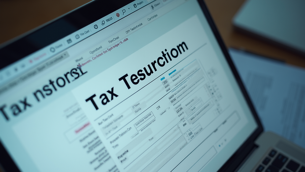 Eye-level view of a computer screen showing tax return form