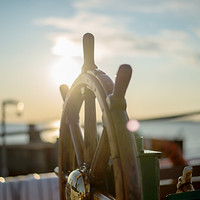 Boat Wheel Sunset