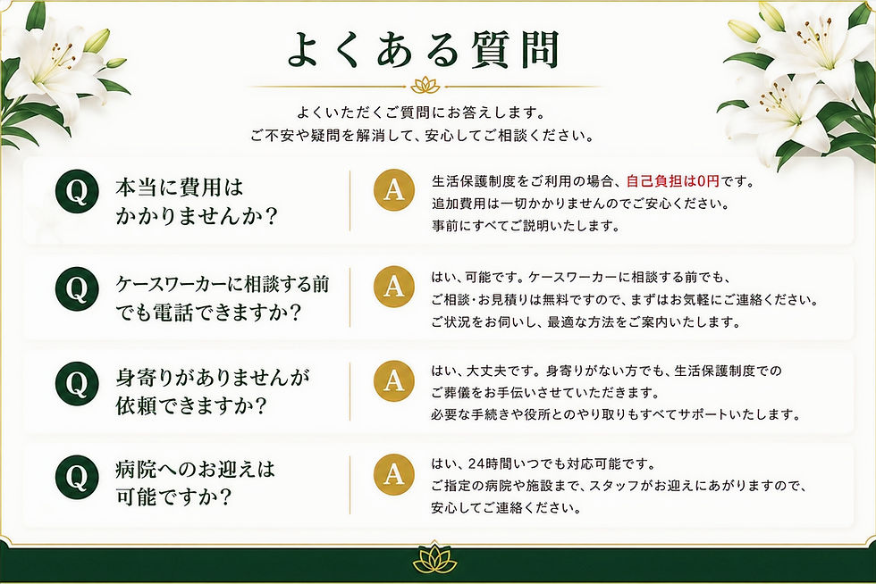 おじぎ葬での福祉葬、よくある質問です。