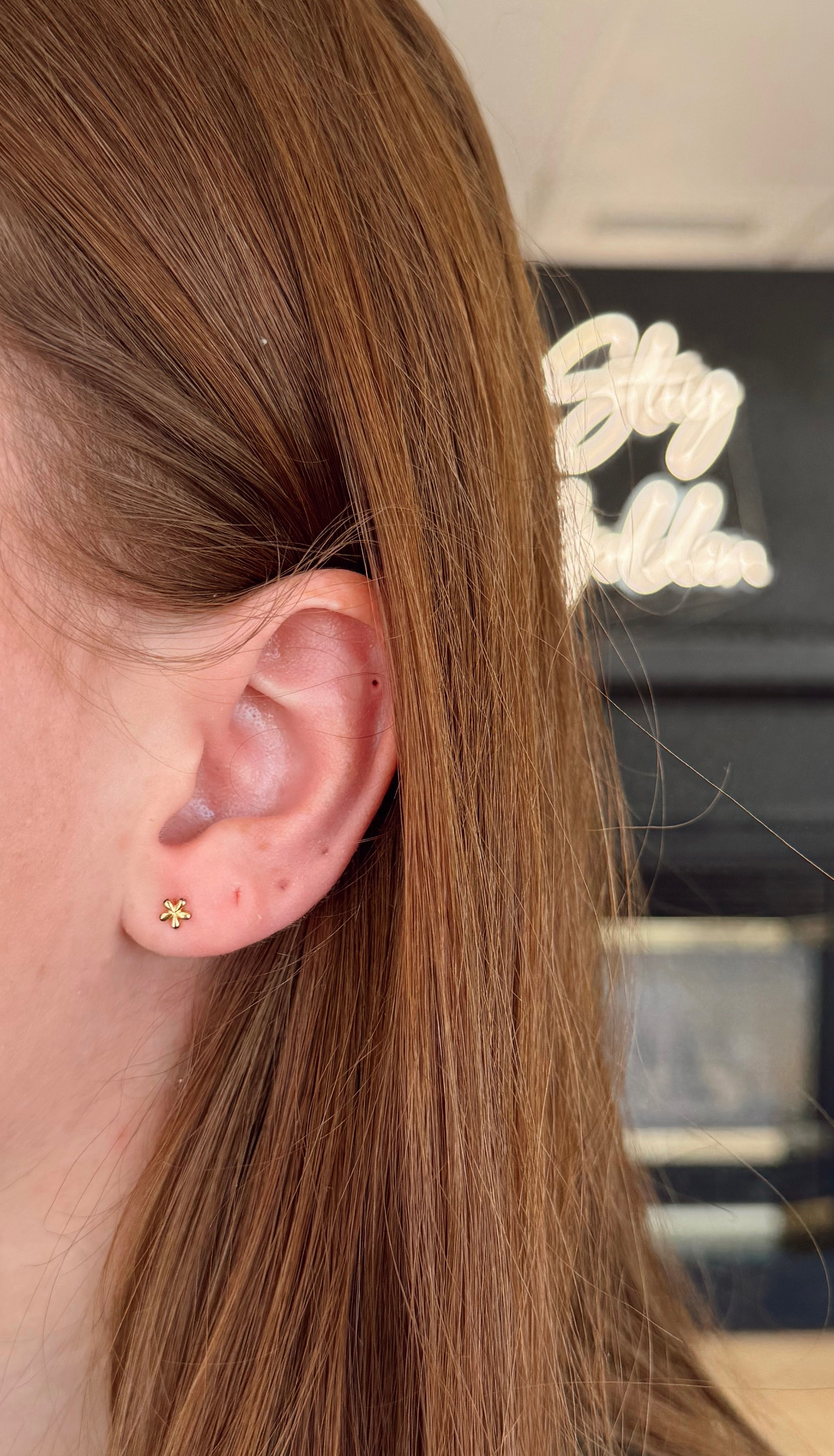 Gold Flower Earring Set