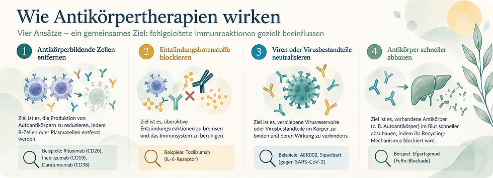 Infochart wie Antikörper wirken