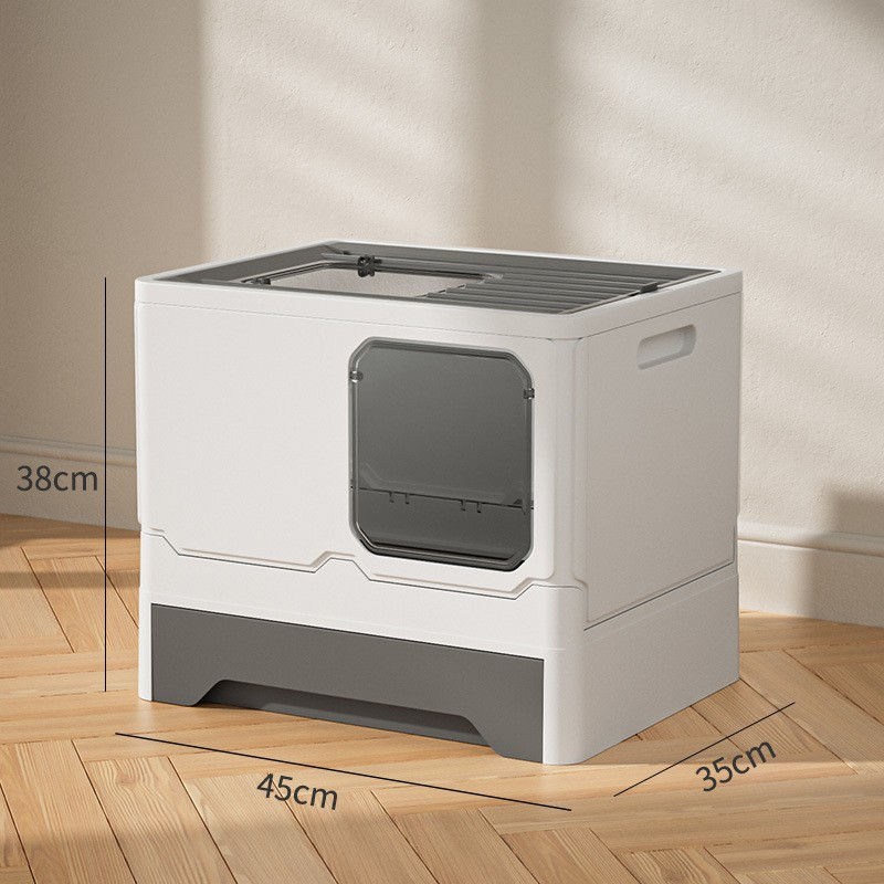 Thumbnail: Fully Enclosed Cat Litter Box Large Size Foldable Easy To Clean Odor Proof