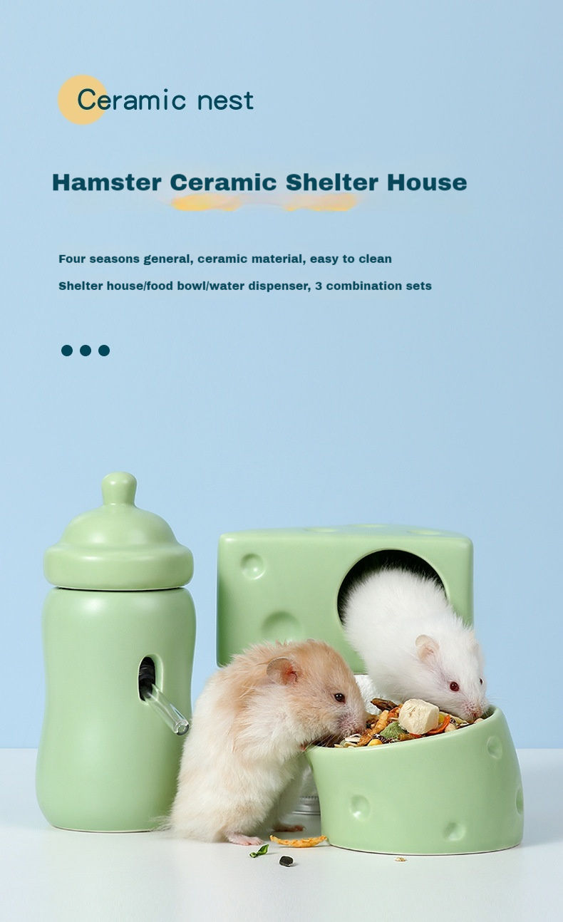 Thumbnail: Hamster Ceramic Cheese Sleeping Nest Cactus Food Bowl Hamster Supplies