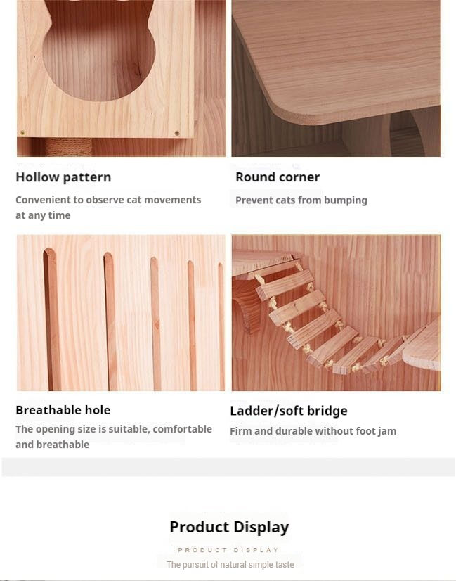 Thumbnail: Solid Wood Cat Condo Cage Villa Tempered glass Solid And Durable With Side Door