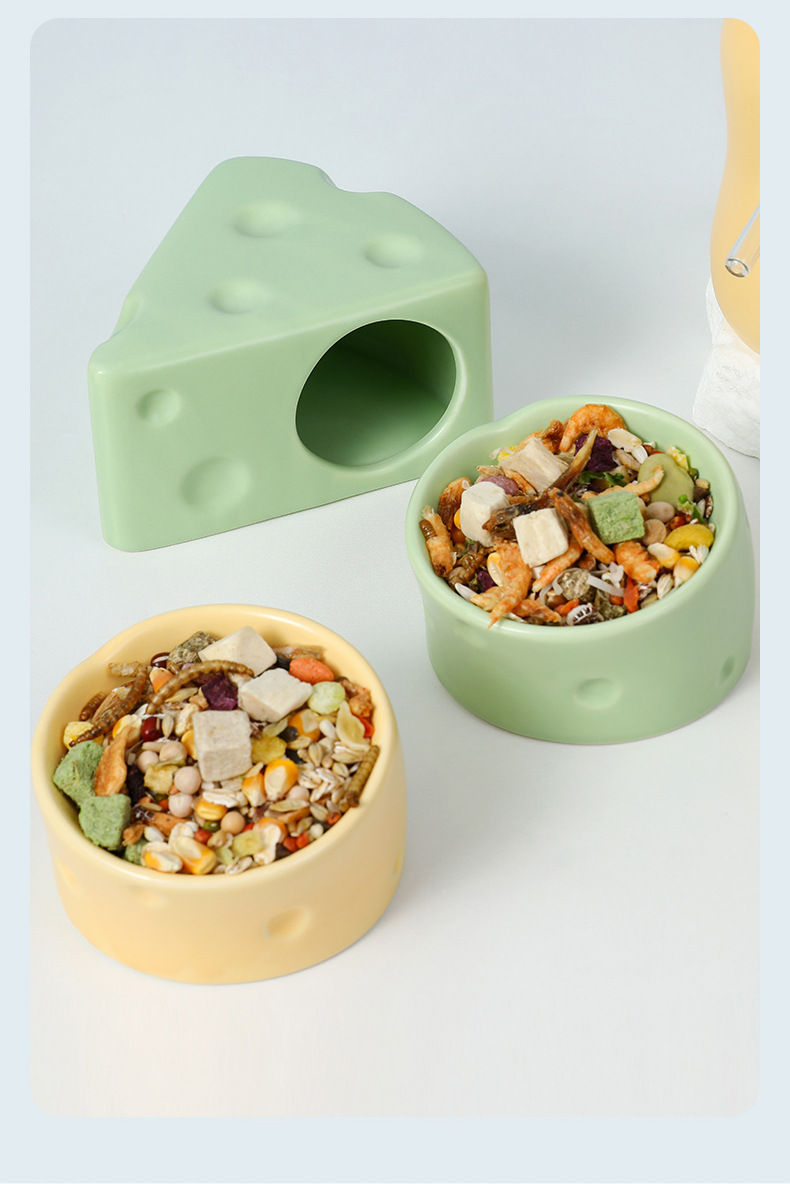 Thumbnail: Hamster Ceramic Cheese Sleeping Nest Cactus Food Bowl Hamster Supplies