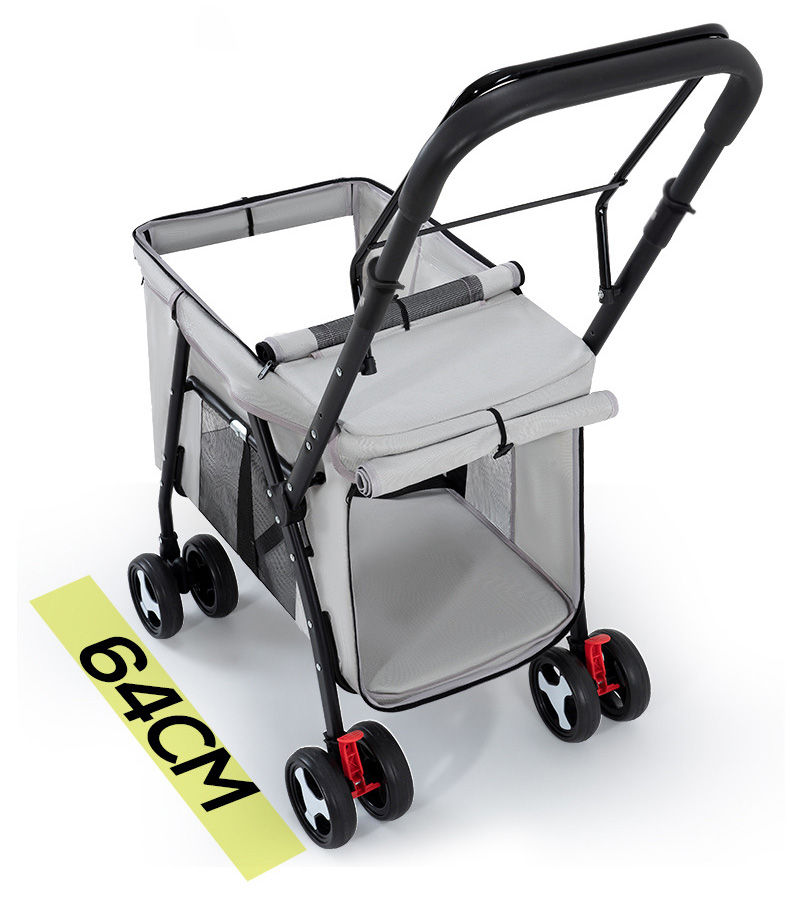 Thumbnail: Pet Stroller Cat Dog Stroller Lightweight Foldable Detachable Multi-Directional