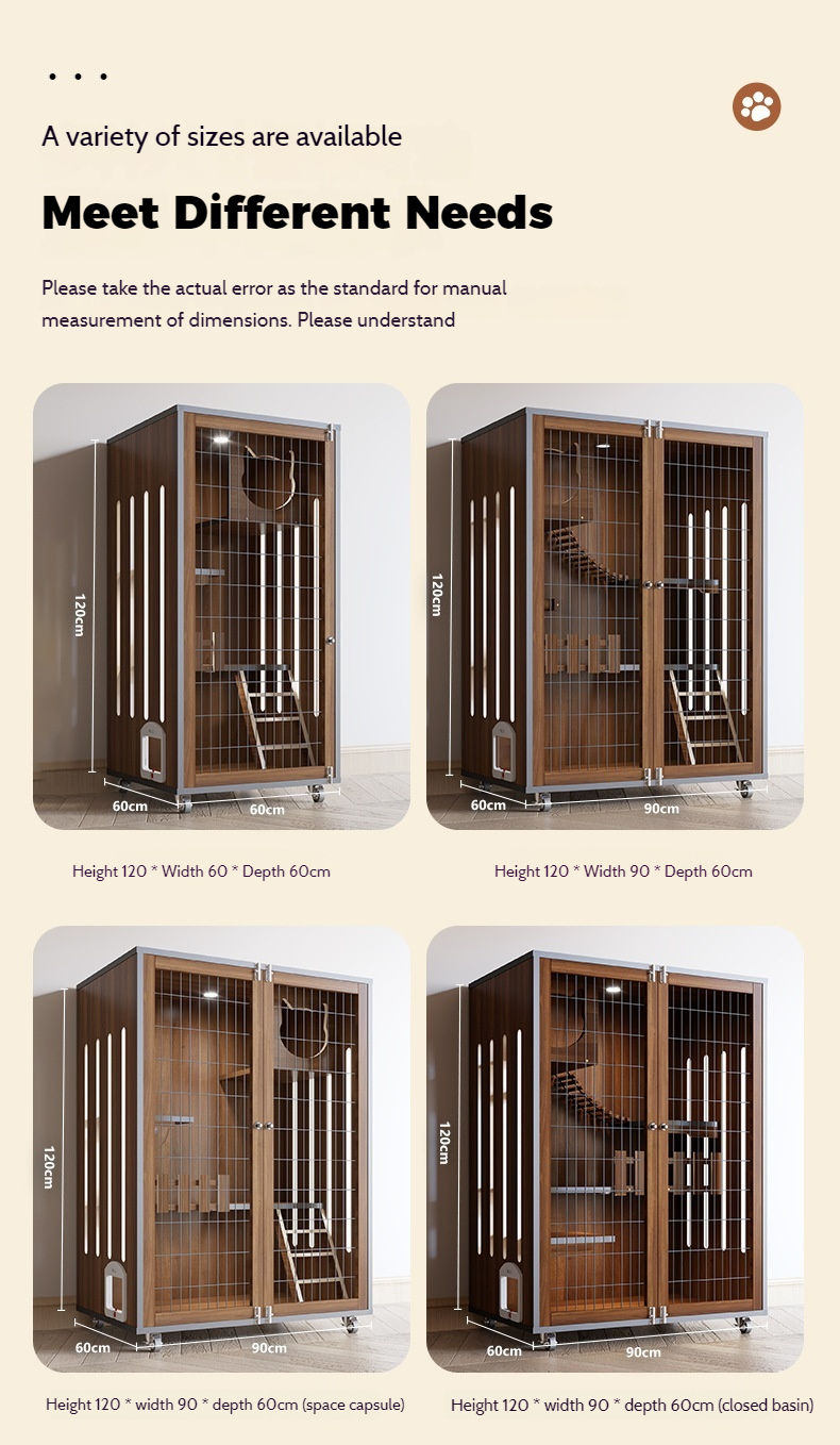 Thumbnail: Solid Wood Cat Condo Cage Villa 360° Ventilation Solid Durable With Side Door