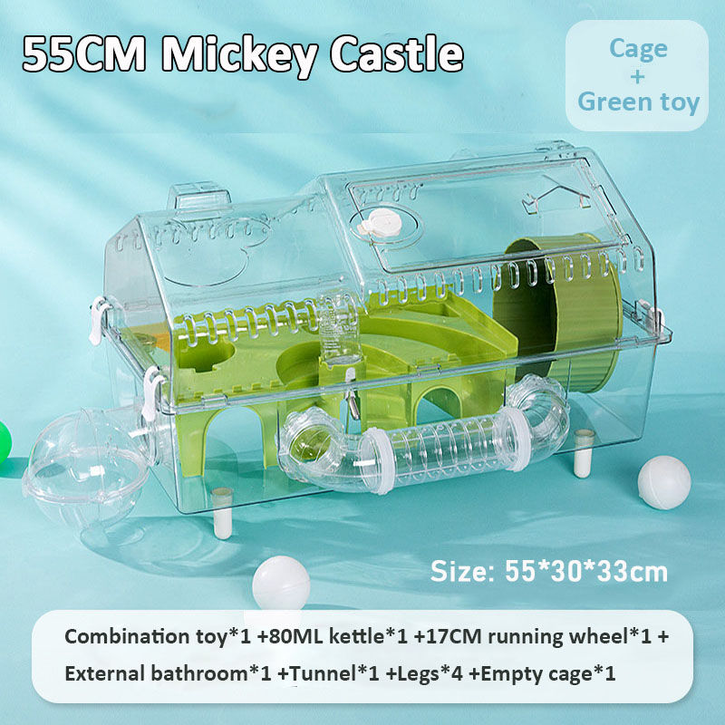 Hamster Cage Small Animal With Tunnel 360° Viewing Acrylic Portable