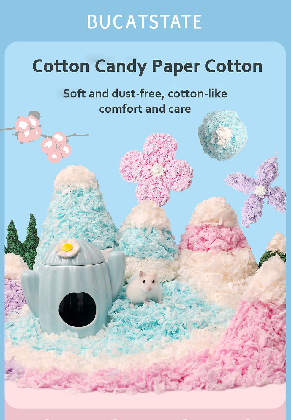 Thumbnail: Bucatstate Hamster Bedding Dust-free Water-absorbing Deodorizing paper cotton