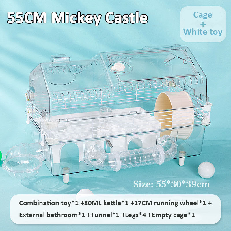 Hamster Cage Small Animal With Tunnel 360° Viewing Acrylic Portable