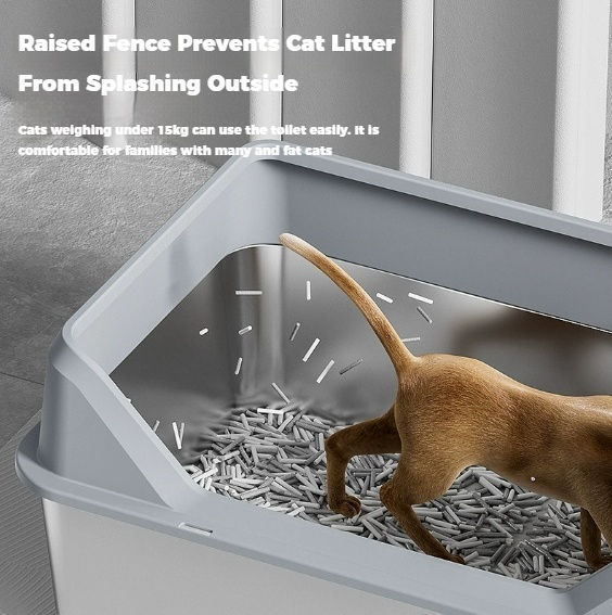 Thumbnail: Stainless Steel Cat Litter Box High Fence Large Size Easy To Clean Deepened