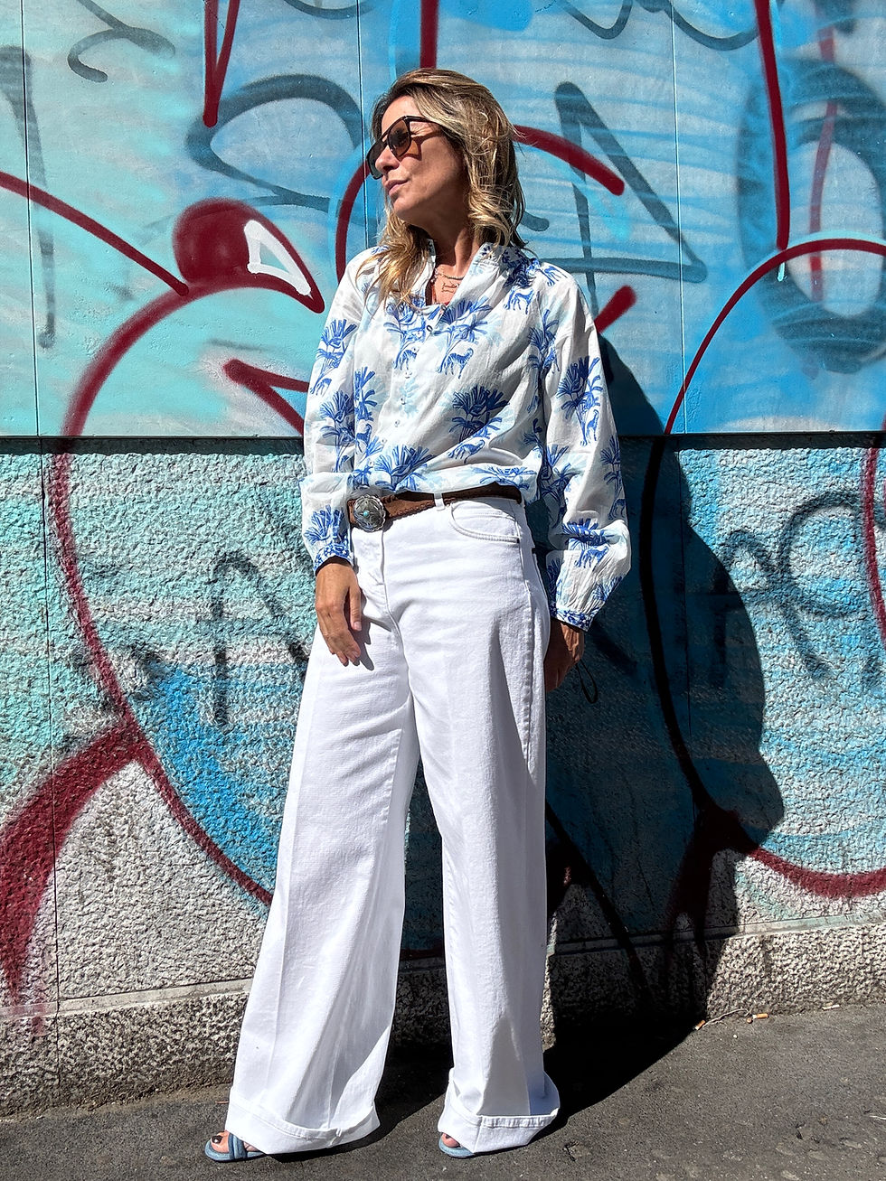 Miniatura: Jeans bianco a palazzo