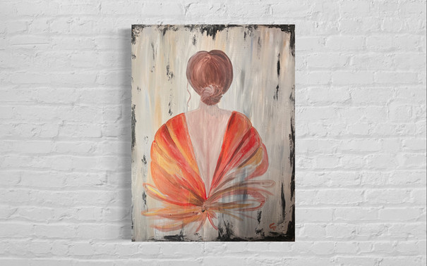 vintage art artwork fashion illustration girl lady red painting acrylic paint