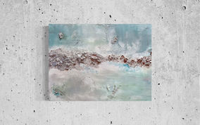 blue green silver abstract art modern horizon composition
