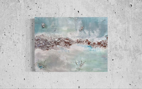 blue green silver abstract art modern horizon composition