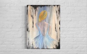 fashion illustration ballet dancer girl blond cinderella blue babyblue elegant lady model figurine vintage shabby abstract dress