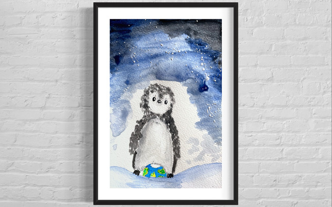 Pinguine erde earth climate winter art malkurs malen paint workshop