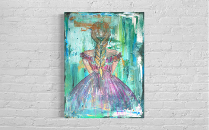 girl fashion illustration green lady abstract art